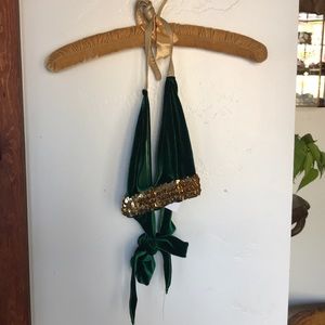I dream of genie vintage green velvet and gold bra